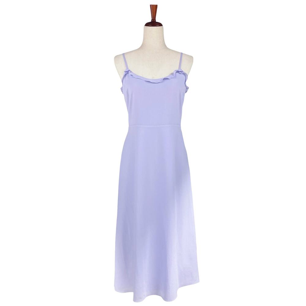 ARITZIA WILFRED Philomene Crepe Midi Dress in Lavender Ruffle Neck Size 8